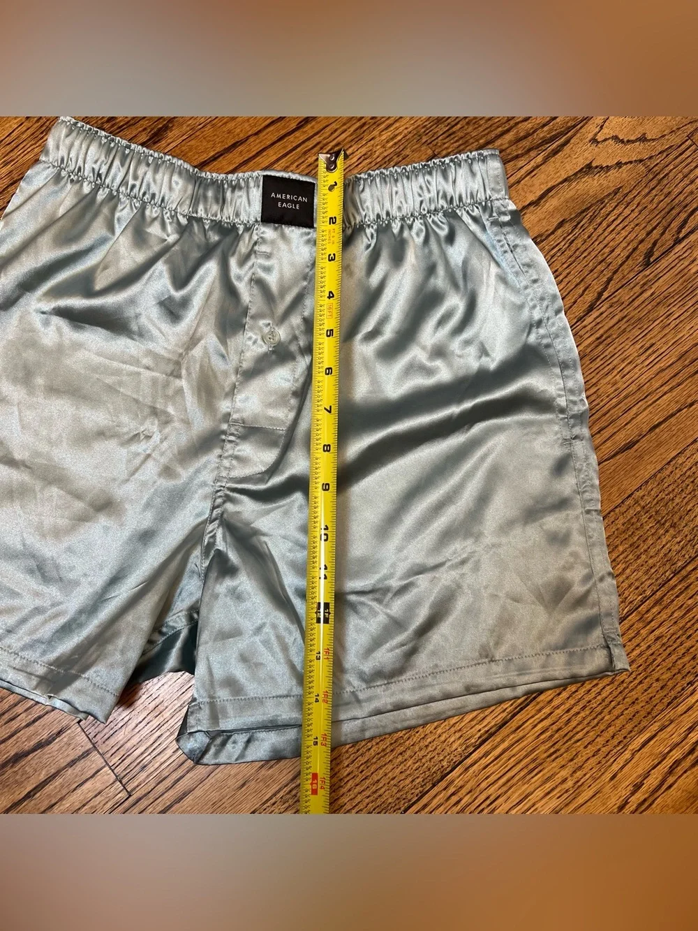 American Eagle Satin Pocket Boxer Shorts Siz Small 29-31 Light Blue Sleep Pajama